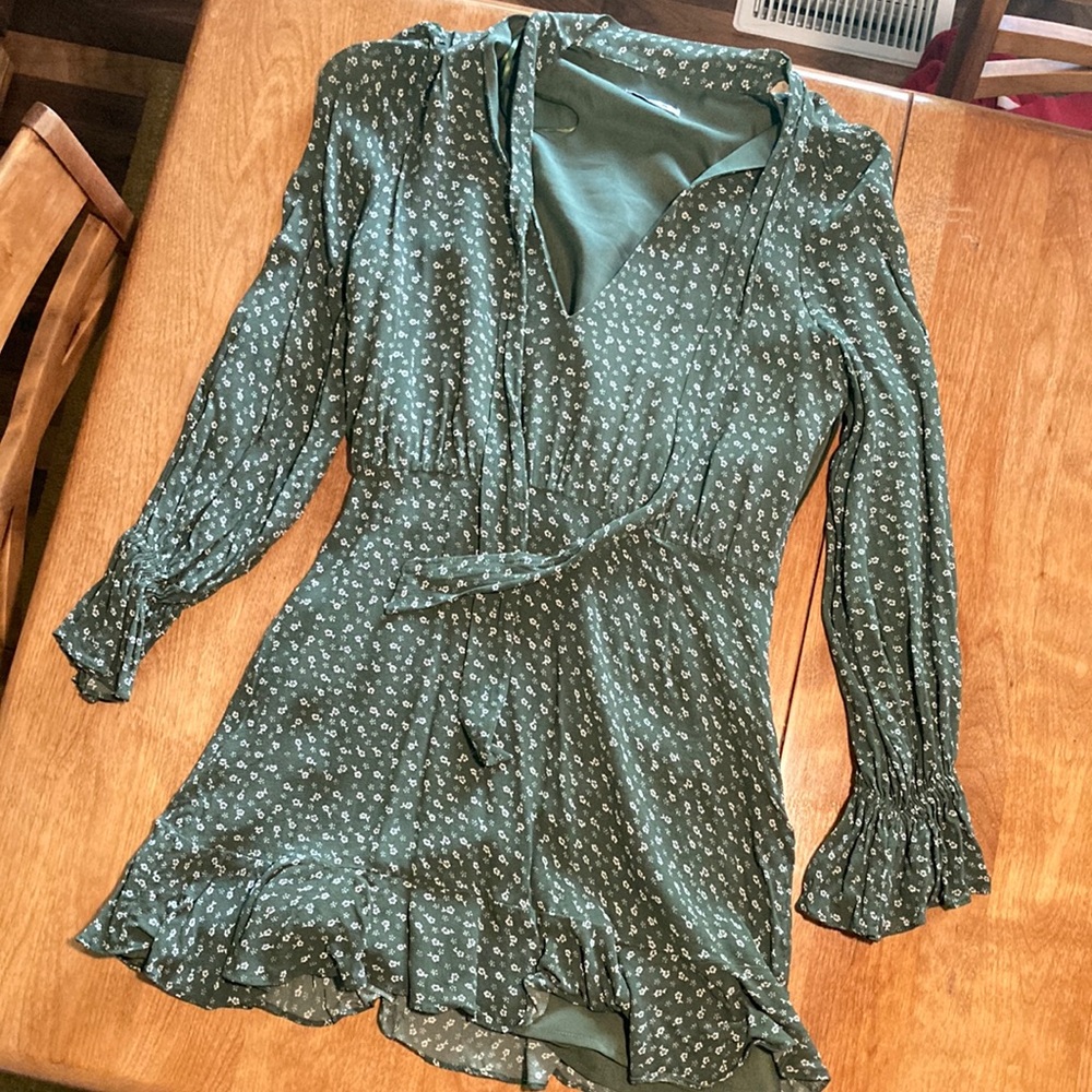 Green Isla Long Sleeve Mini Dress